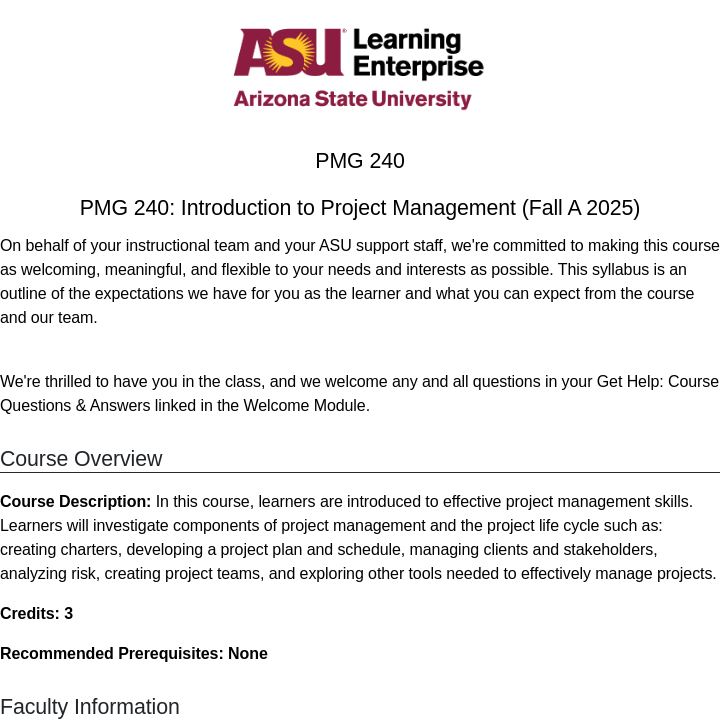 Arizona State University - Learning Enterprise - Simple Syllabus
